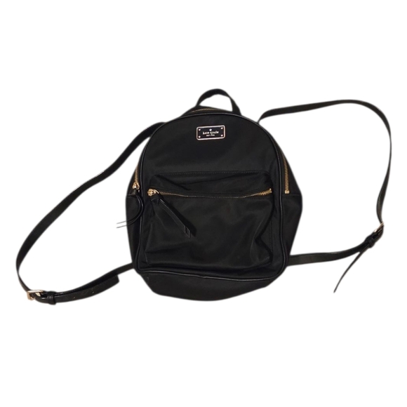 Kate Spade Small Wilson Road Nylon Backback Black Gold Zipper Purse Carryon - Picture 9 of 9